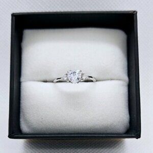 Sterling Silver 925 CZ Heart-Shaped Anniversary Ring Engraved I LOVE YOU